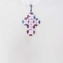 Pendant 30cm - Tullia-Violet Organza - Pendant 30cm - Laiton argenté